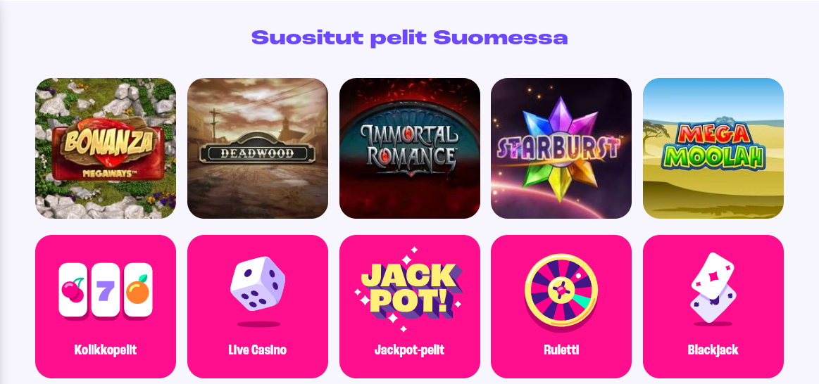 Spinz Casino Suositut pelit Suomessa